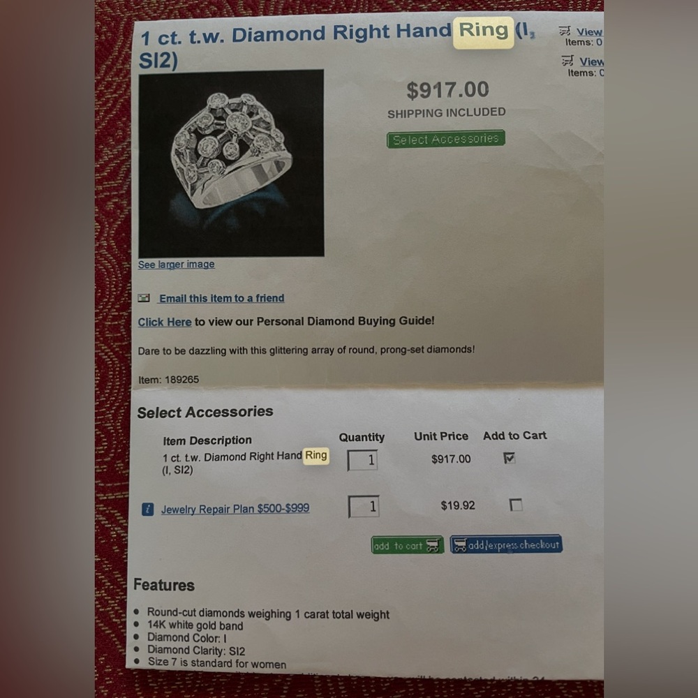 Diamond Ring White 14K Gold Size 7 - Picture 13 of 14